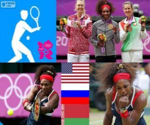 Puzzle Γυναικεία singles Τένις πόντιουμ, Serena Williams (Ηνωμένες Πολιτείες), Maria Sharapova (Ρωσία) και Victoria Azarenka (Λευκορωσία) - London 2012-
